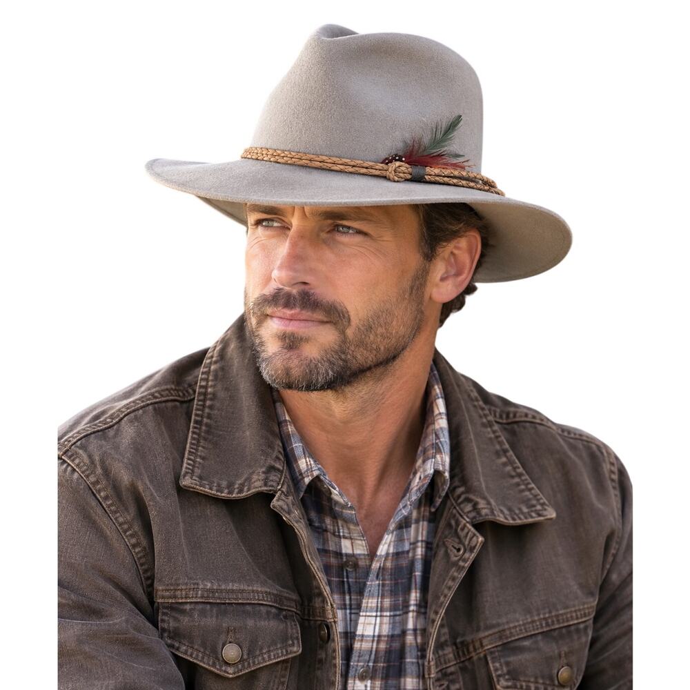 Broken Hill Collection Brumby Jack Wool Felt Outback Hat Tan Size 7  Australia